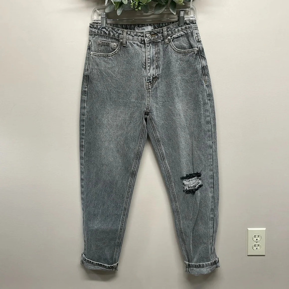 NWT Adika Gray Wash Denim Camden High Rise Mom Jeans M - Picture 1 of 16
